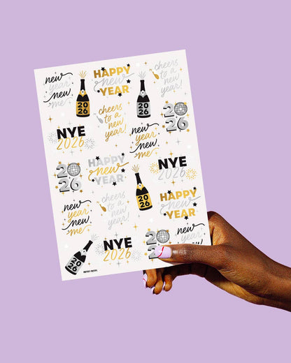 Metallic NYE Tats - 40 foil temporary tattoos New Years Eve