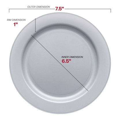 7.5" Matte Steel Gray Plastic Appetizer Plates - 10 pcs