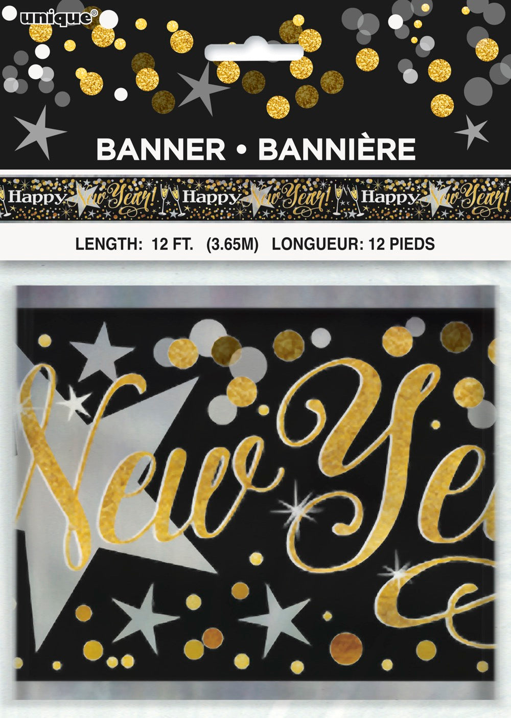 Foil Glittering New Year Banner 12 ft