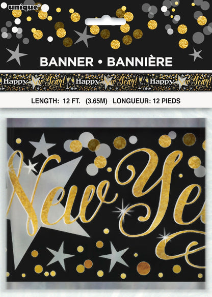 Foil Glittering New Year Banner 12 ft