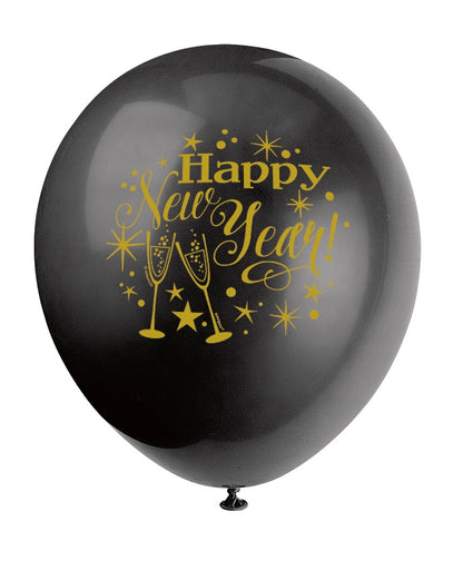 Glittering New Year 12in Latex Balloons 8ct