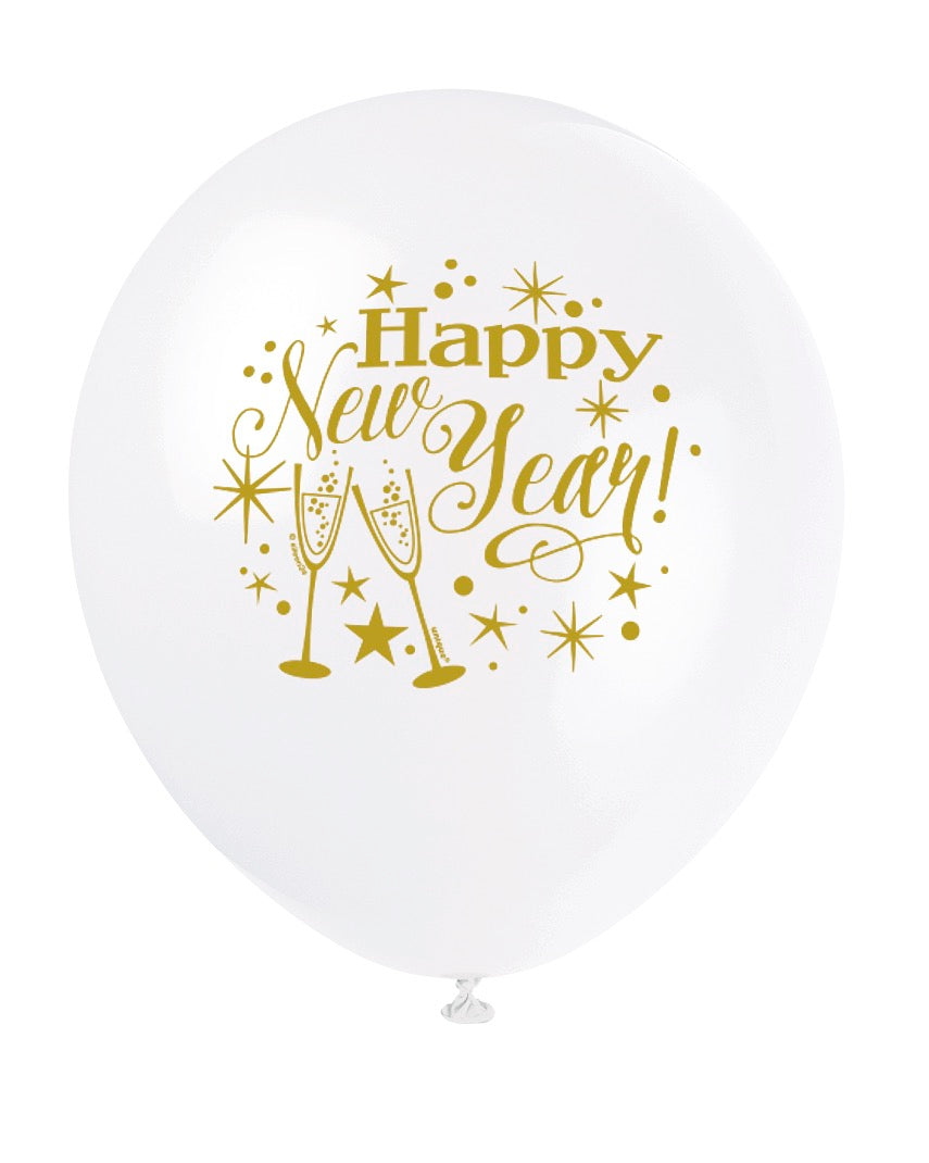 Glittering New Year 12in Latex Balloons 8ct