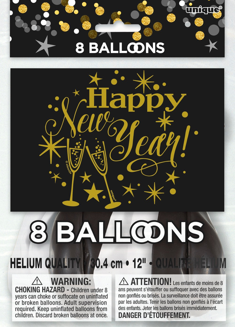 Glittering New Year 12in Latex Balloons 8ct