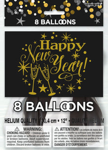 Glittering New Year 12in Latex Balloons 8ct