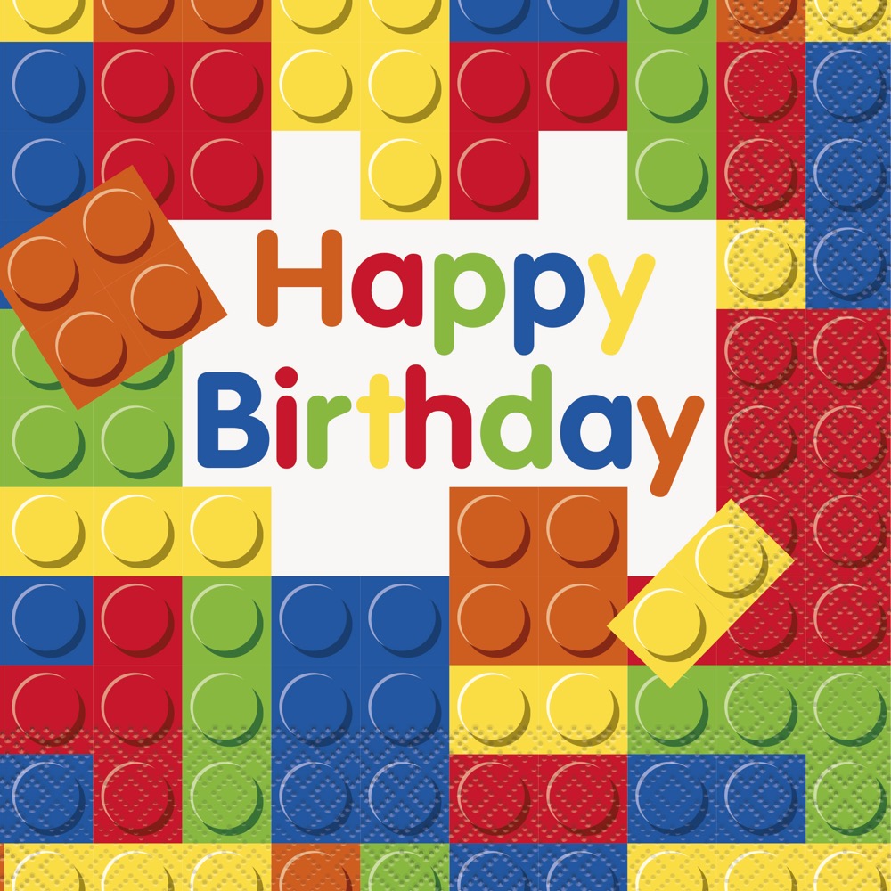 Building Blocks Birthday Luncheon Napkins 16ct