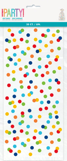 Rainbow Polka Dots Cellophane Bags 20ct