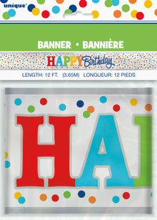Foil Rainbow Polka Dots Banner 12ft
