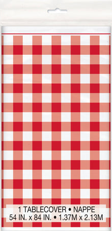 Red Gingham Rectangular Plastic Table Cover 54in x 84in