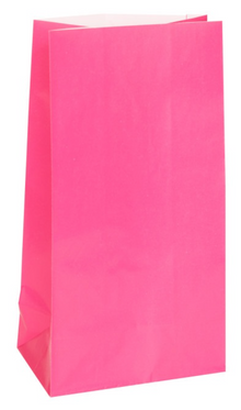 Hot Pink Paper Party Bags 12ct
