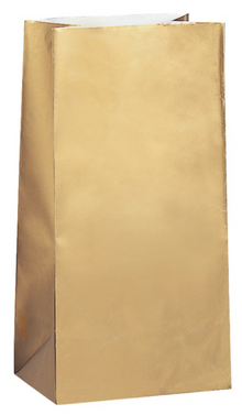 Gold Metallic Paper Party Bags 10ct