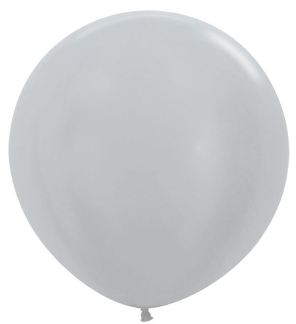 24in Helium Inflated Latex Balloon - Metallic Silver (Sempertex)