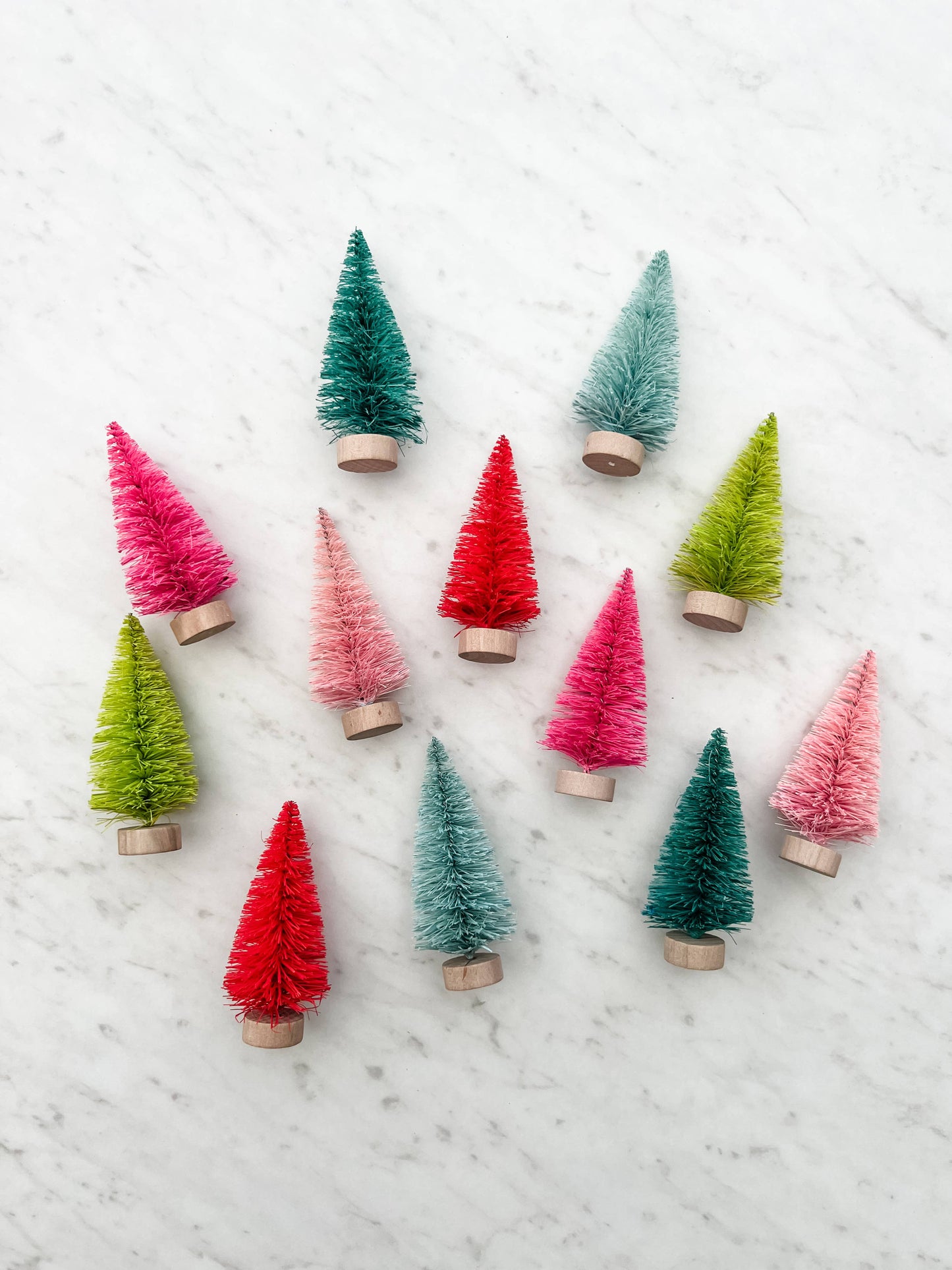 Colorful Mini Bottle Brush Trees - Set of 12