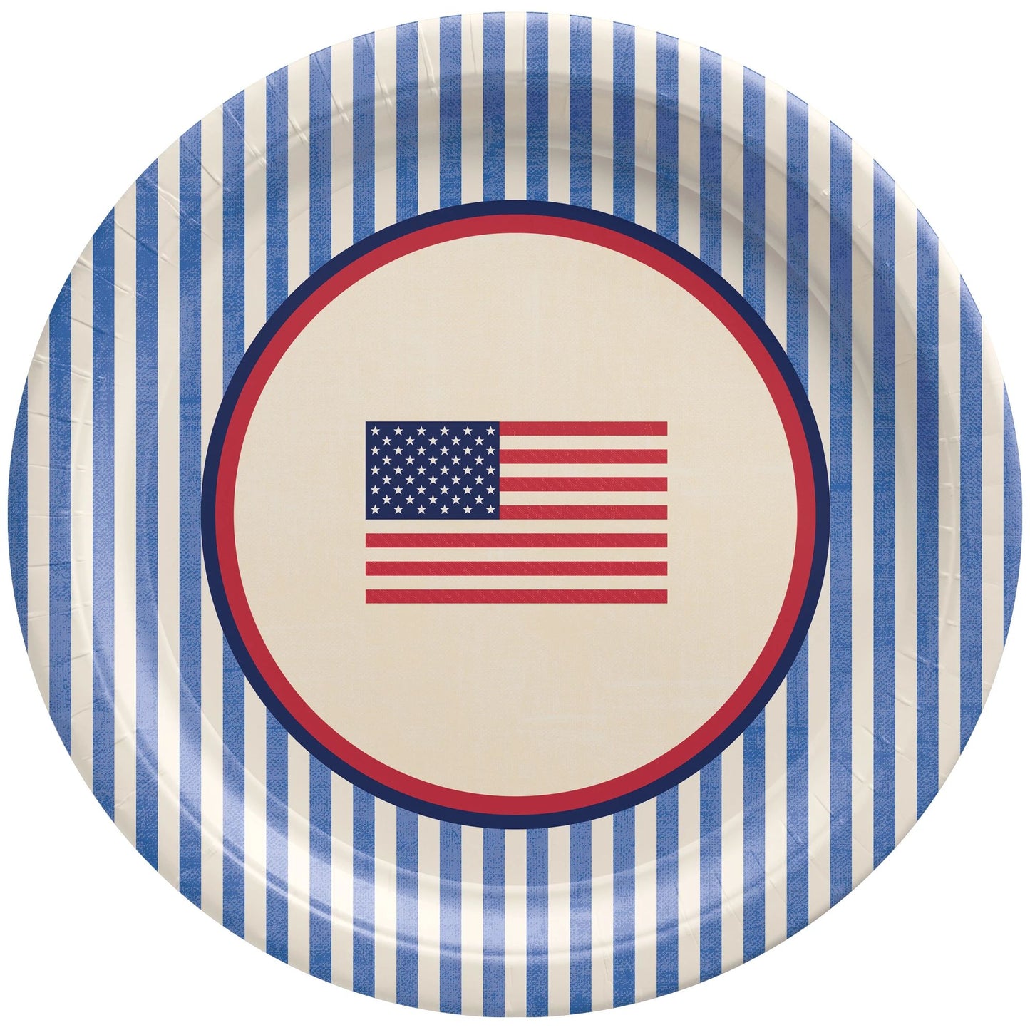 Americana Stripe Round 9in Plates 8ct