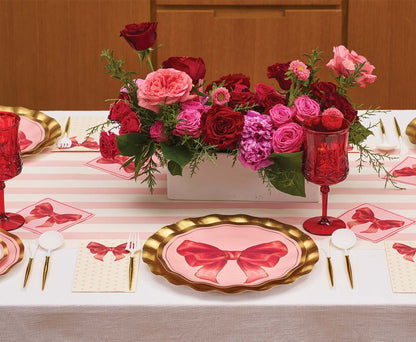 Pink Bows 10.5in Dinner Plates 8ct