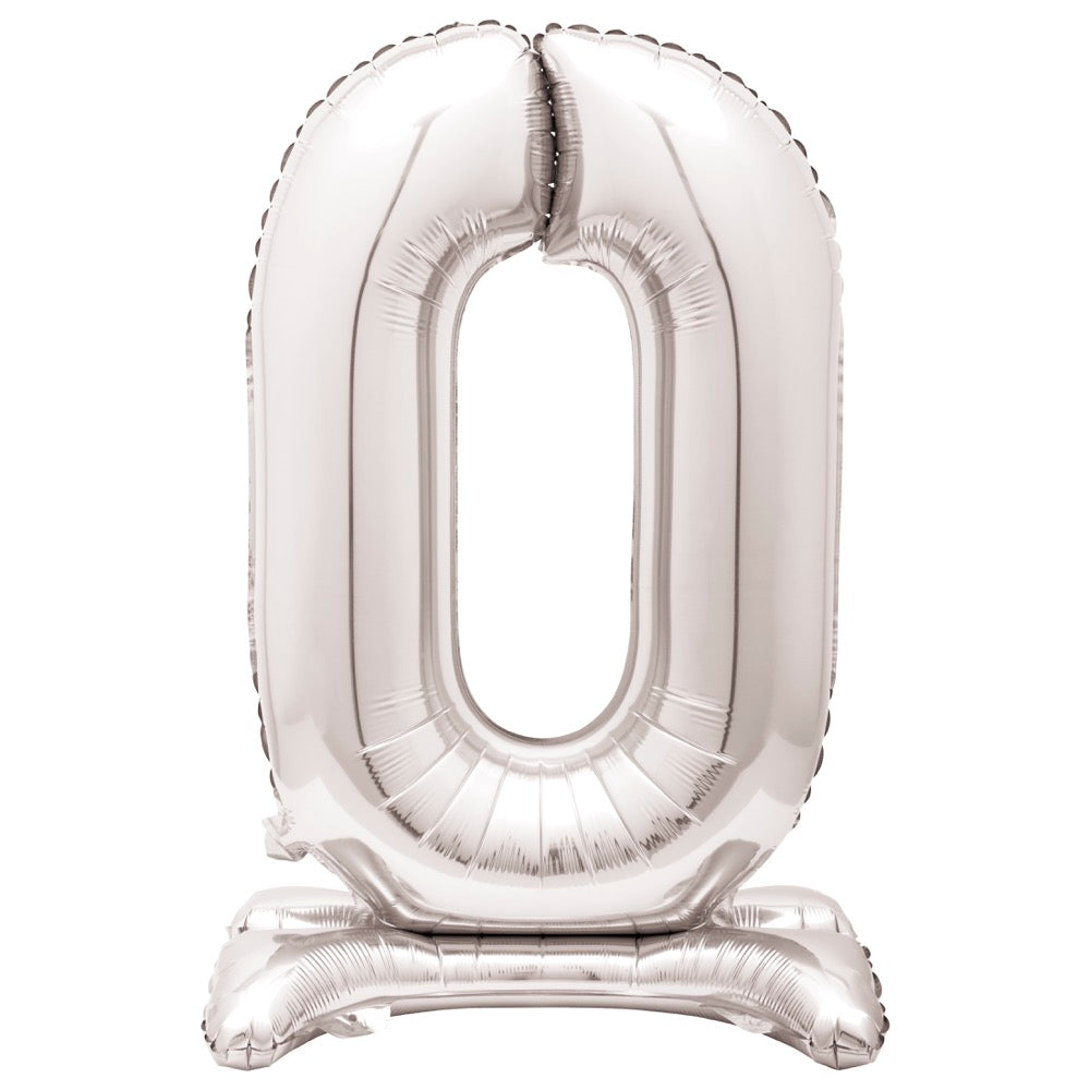 30in Air-Filled Standing Number Balloons: Silver