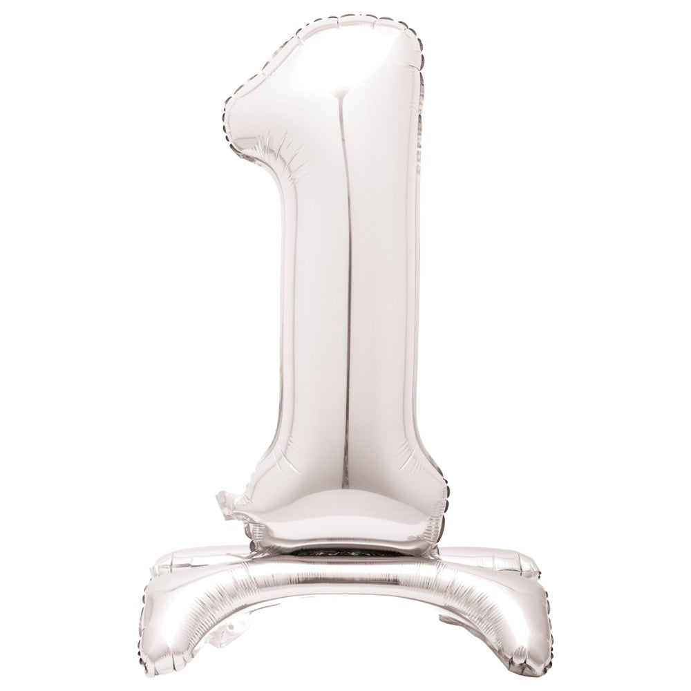 30in Air-Filled Standing Number Balloons: Silver
