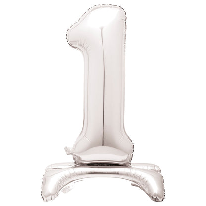 30in Air-Filled Standing Number Balloons: Silver