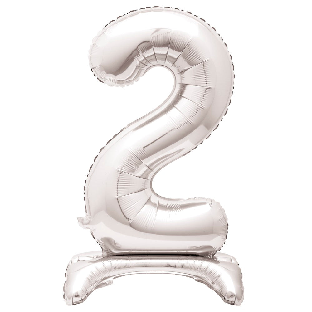 30in Air-Filled Standing Number Balloons: Silver