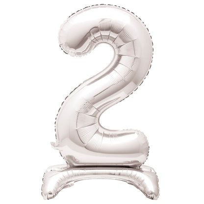 30in Air-Filled Standing Number Balloons: Silver