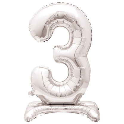 30in Air-Filled Standing Number Balloons: Silver