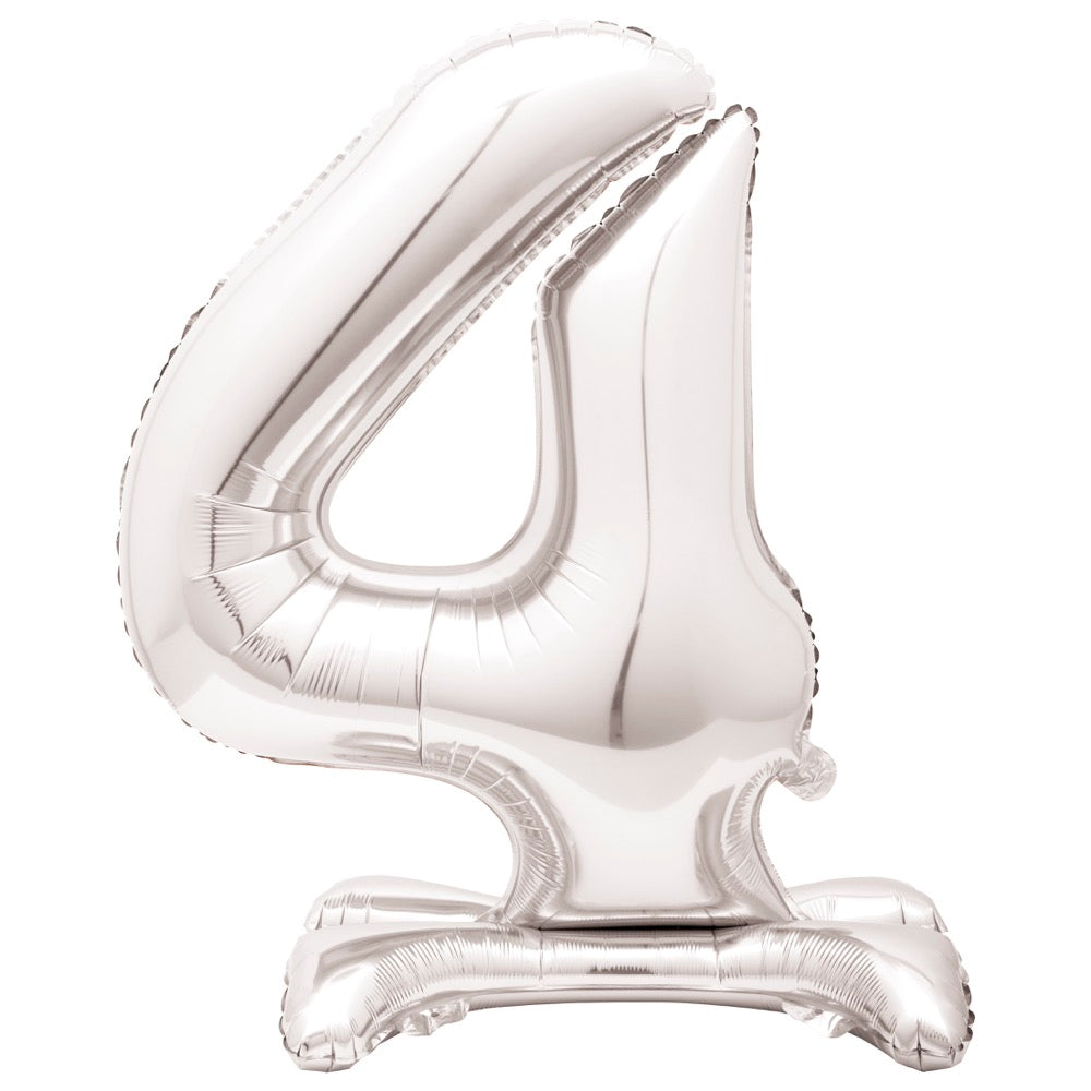 30in Air-Filled Standing Number Balloons: Silver