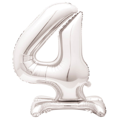 30in Air-Filled Standing Number Balloons: Silver