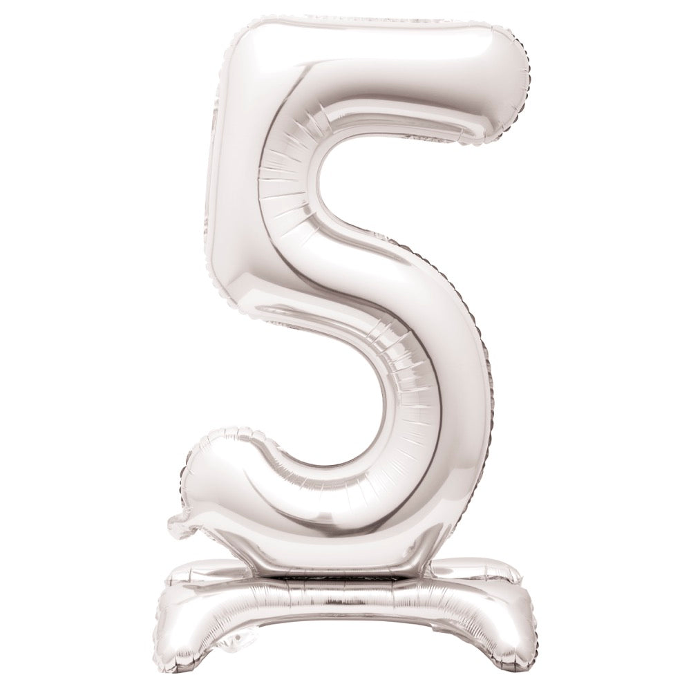 30in Air-Filled Standing Number Balloons: Silver