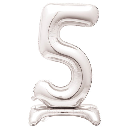 30in Air-Filled Standing Number Balloons: Silver