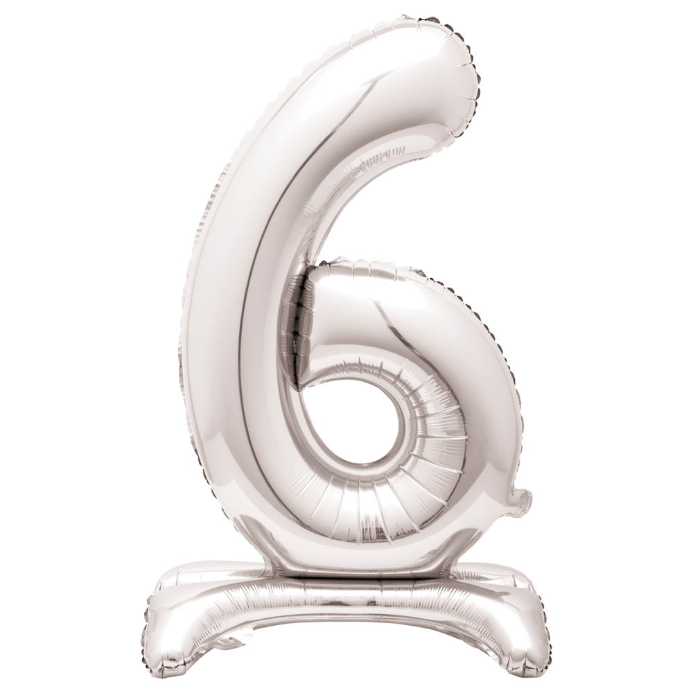 30in Air-Filled Standing Number Balloons: Silver