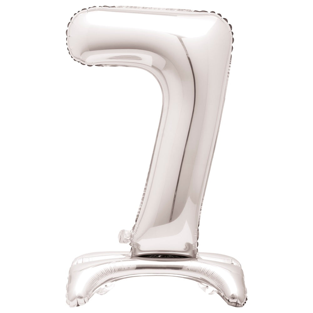 30in Air-Filled Standing Number Balloons: Silver
