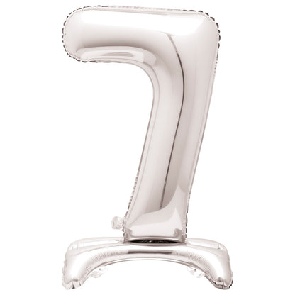 30in Air-Filled Standing Number Balloons: Silver