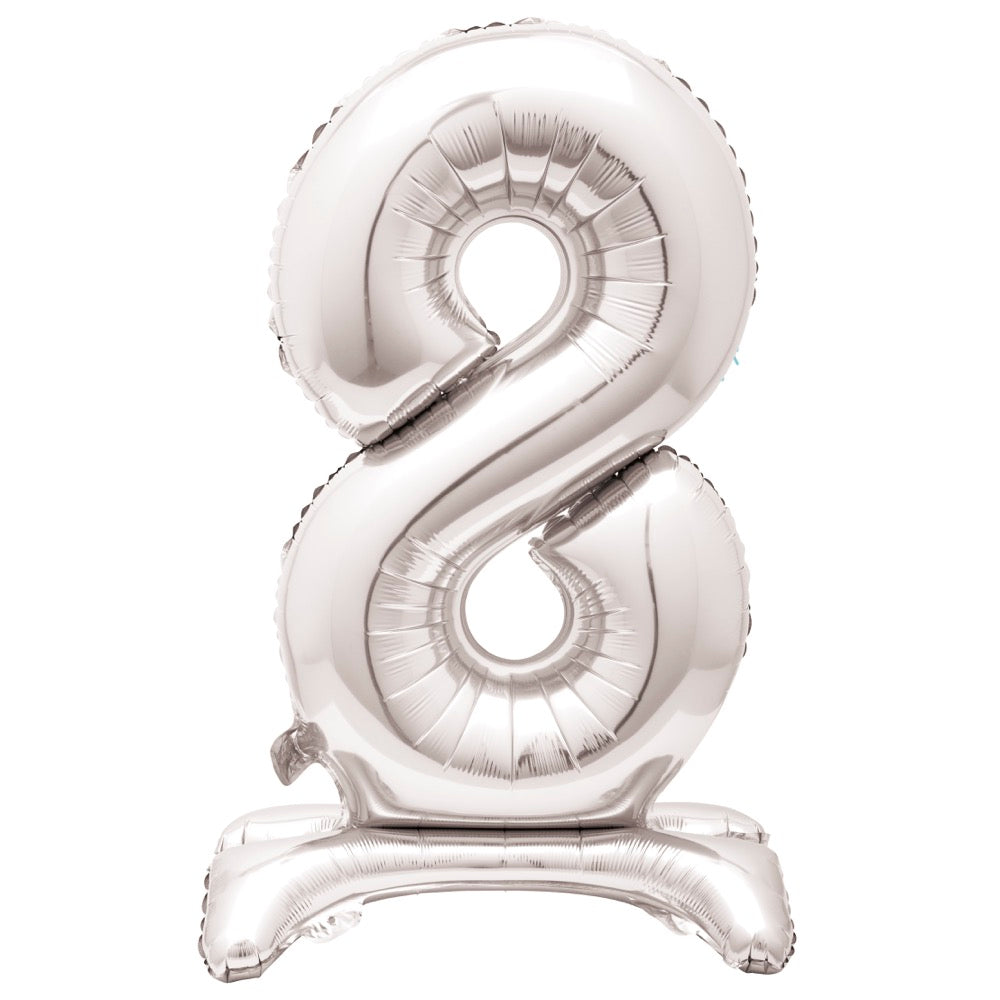 30in Air-Filled Standing Number Balloons: Silver