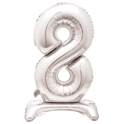 30in Air-Filled Standing Number Balloons: Silver