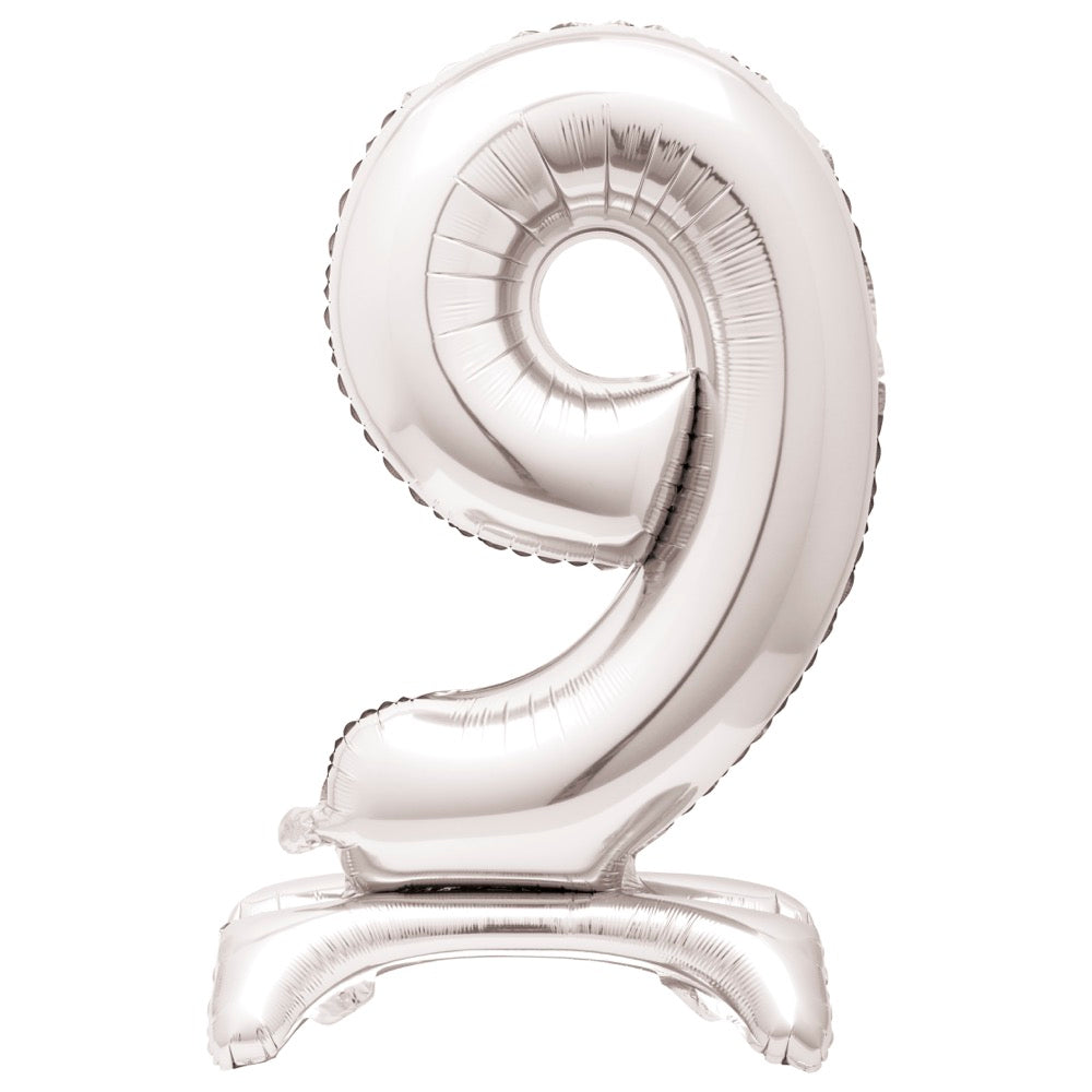 30in Air-Filled Standing Number Balloons: Silver