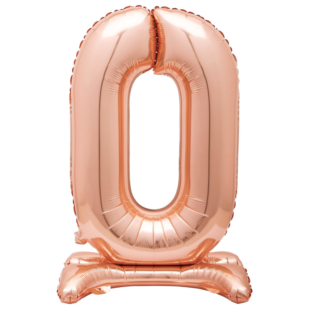 30in Air-Filled Standing Number Balloons: Rose Gold