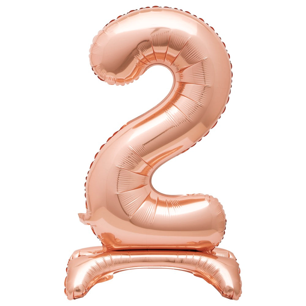 30in Air-Filled Standing Number Balloons: Rose Gold