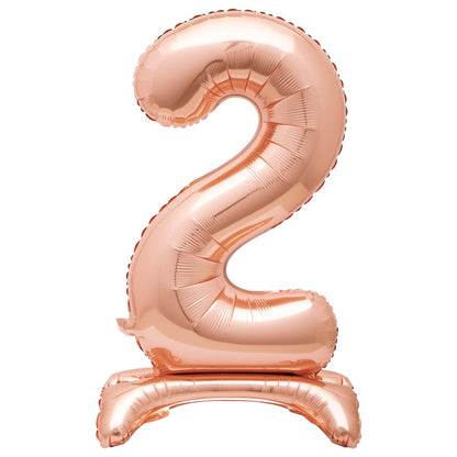 30in Air-Filled Standing Number Balloons: Rose Gold