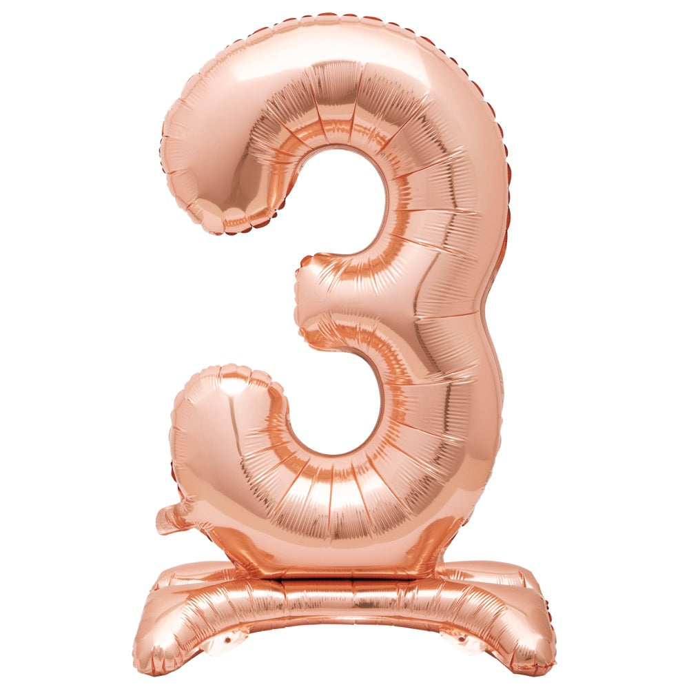 30in Air-Filled Standing Number Balloons: Rose Gold