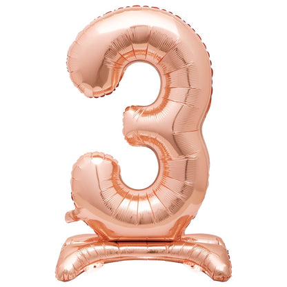 30in Air-Filled Standing Number Balloons: Rose Gold