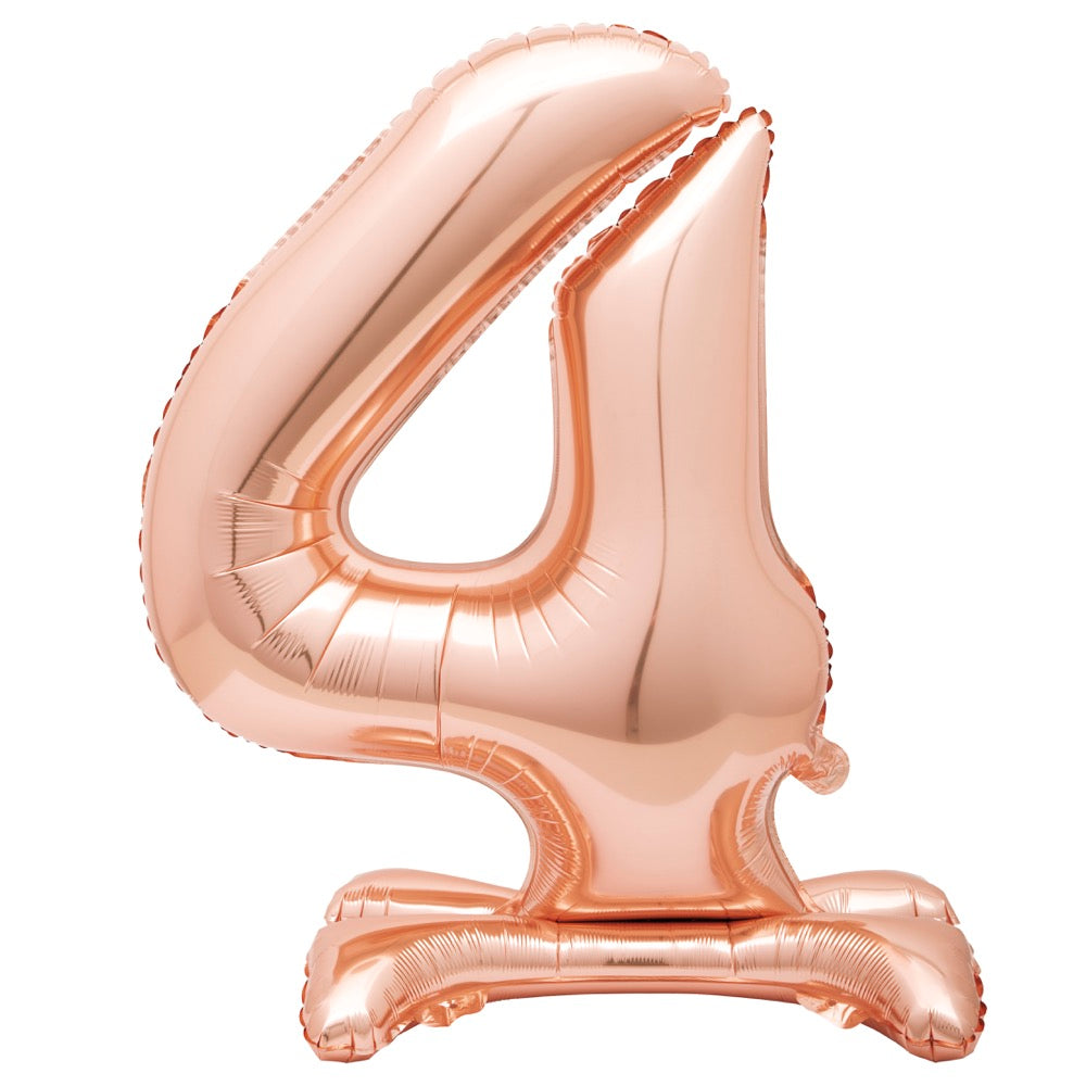 30in Air-Filled Standing Number Balloons: Rose Gold