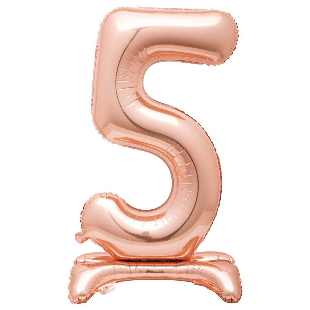30in Air-Filled Standing Number Balloons: Rose Gold