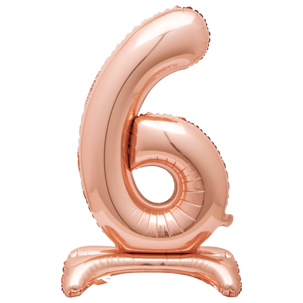 30in Air-Filled Standing Number Balloons: Rose Gold