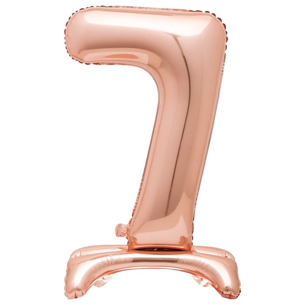 30in Air-Filled Standing Number Balloons: Rose Gold