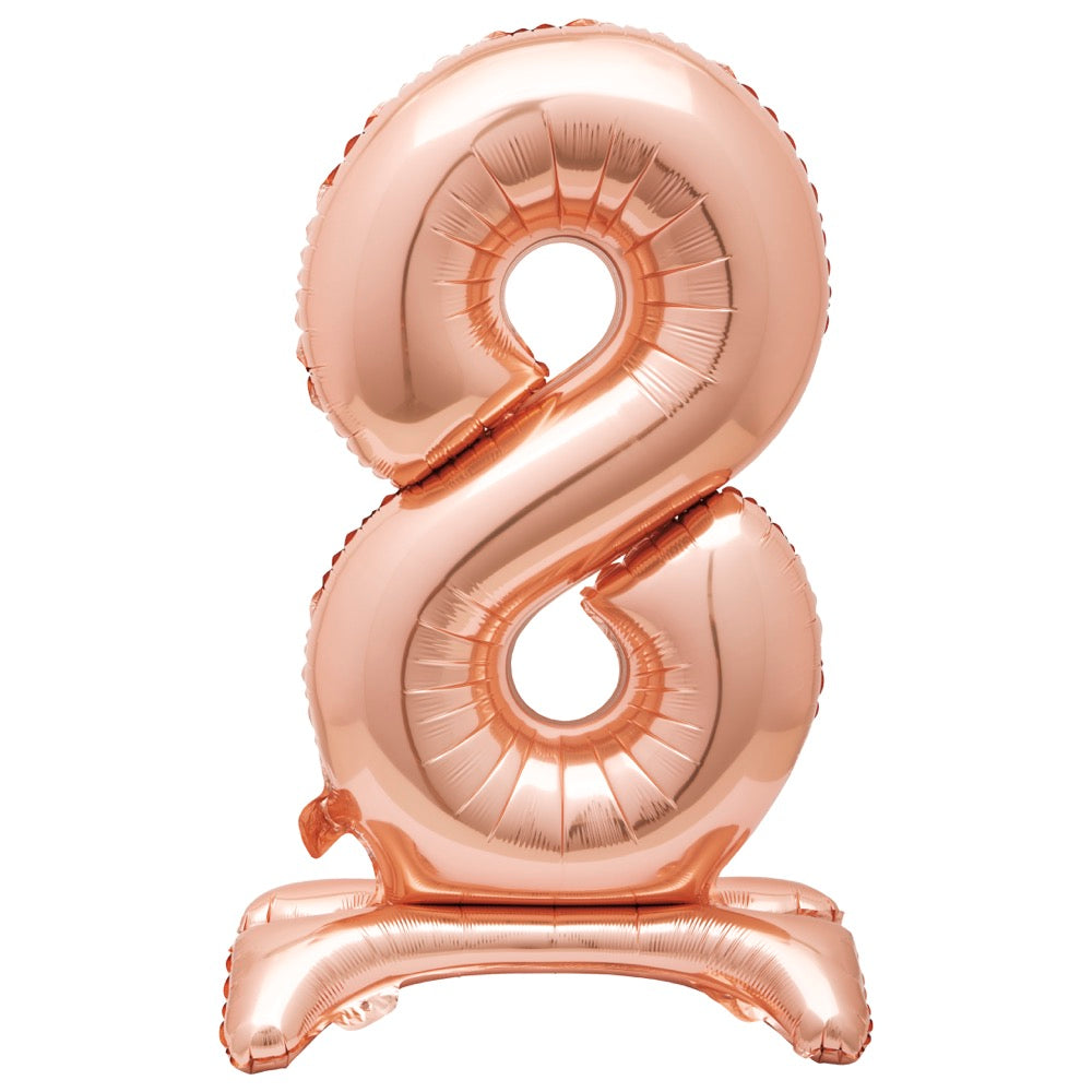 30in Air-Filled Standing Number Balloons: Rose Gold