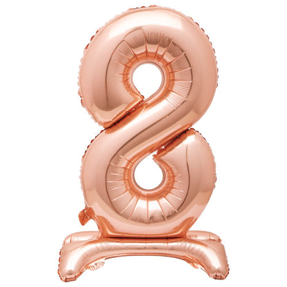 30in Air-Filled Standing Number Balloons: Rose Gold