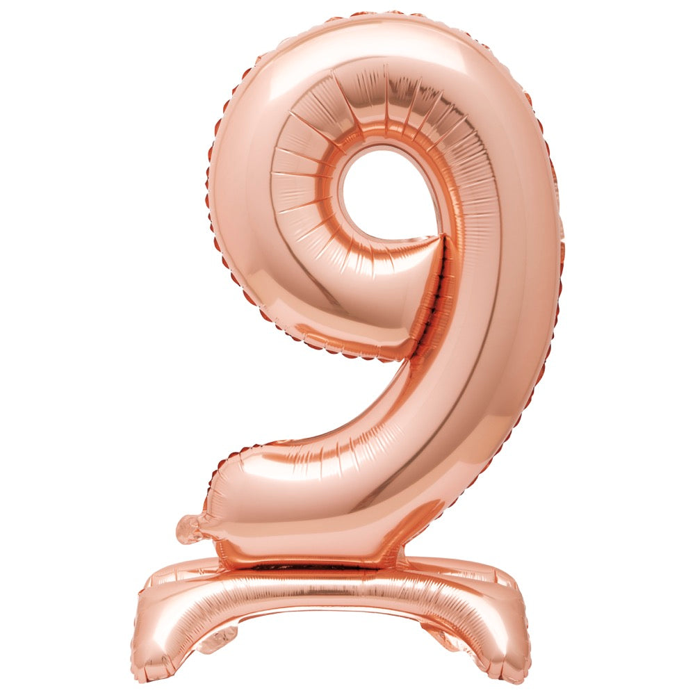 30in Air-Filled Standing Number Balloons: Rose Gold