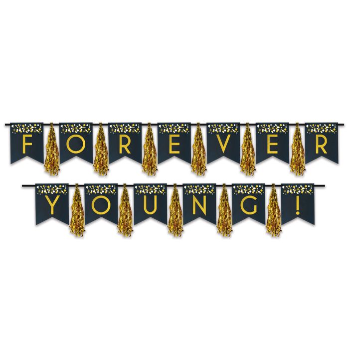 Forever Young! Tassel Streamer 13" x 9' & 13" x 8' (1/Pkg)