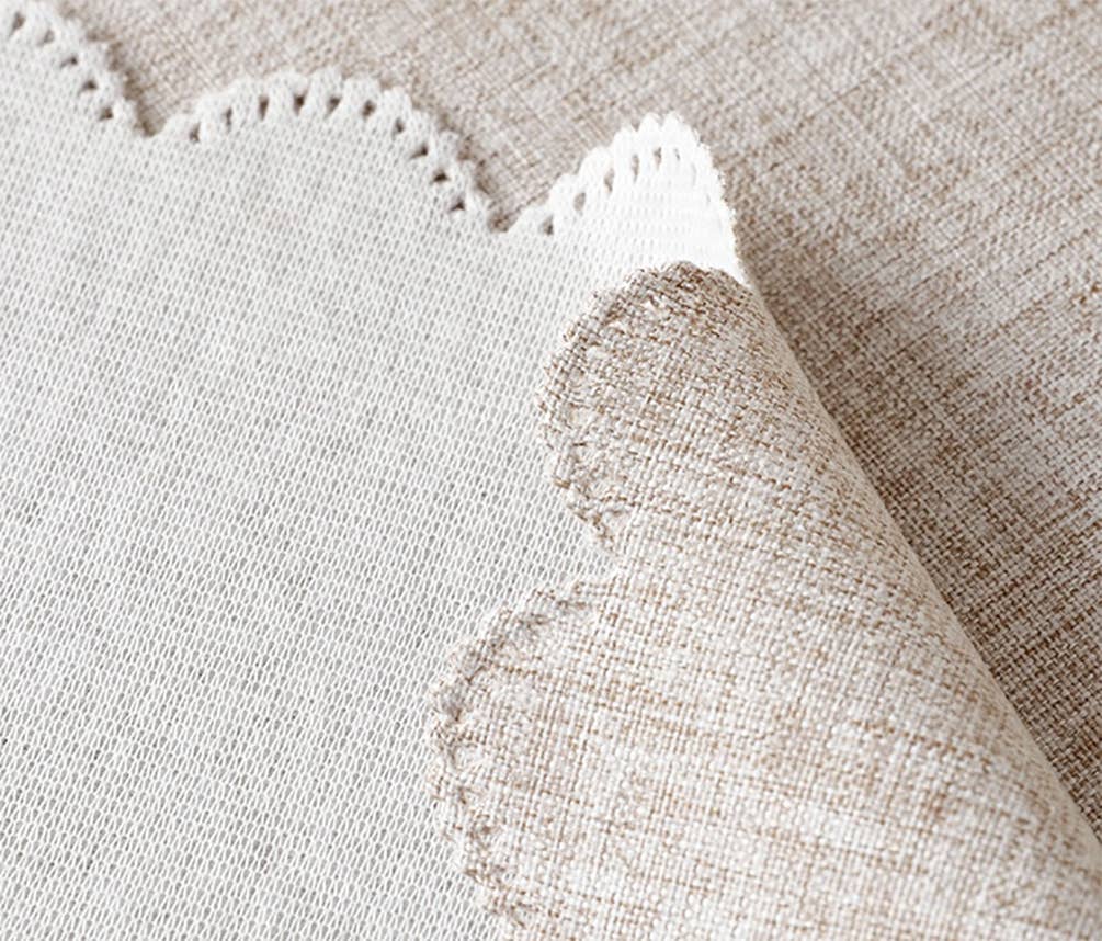 Natural Scalloped Border Wrinkle-Free Tablecloth