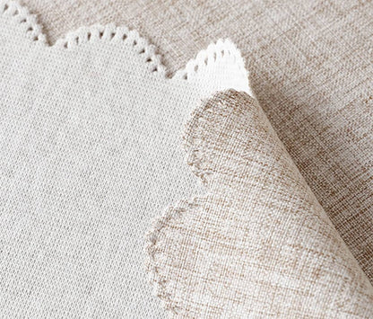 Natural Scalloped Border Wrinkle-Free Tablecloth
