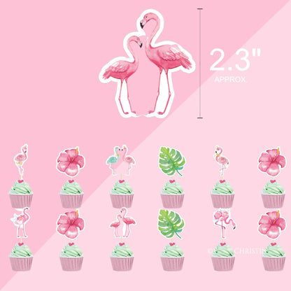 Flamingo Tropical Cupcake Toppers (12-Pack)